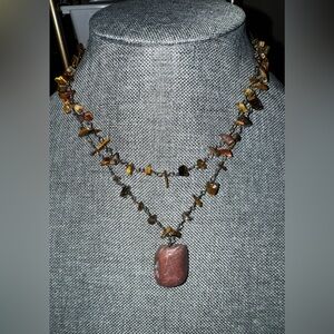 Tigers Eye and Stone Pendant Necklace✨